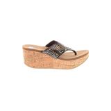 Yellow Box Wedges: Slip-on Platform Bohemian Brown Print Shoes - Women's Size 7 1/2 - Open Toe