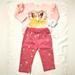 Disney Matching Sets | 3 For $30 Disney Baby Pink Princess Top Sweatshirt And Bottom Pants Set | Color: Pink | Size: 6-9mb