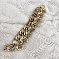 J. Crew Jewelry | Authentic J.Crew Antique Gold Toe Floral Flower Jewel Chunky Chain Bracelet | Color: Gold | Size: Os