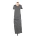 James Perse Casual Dress - Maxi: Gray Stripes Dresses - Women's Size Large