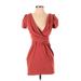 ASOS Casual Dress - Mini Cowl Neck Short sleeves: Red Solid Dresses - Women's Size 2 Petite