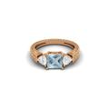 2.48 Cts Square Shape Blue topaz Gemstone 925 Sterling Silver Three Stone Women Wedding Ring Rose Gold Vermeil,L1/2