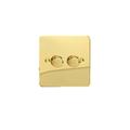 Varilight V-Pro Ultra Flat Polished Brass 2 Gang LED Trailing Edge Dimmer Switch 1 or 2 Way