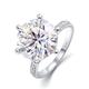 Lieson Woman's Ring Bands, 18K White Gold Rings Band Promise Rings Her Luxury 6 Prong 14mm Round Moissanite 9.9ct Engagement Rings White Gold Ring Size X 1/2