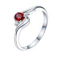 Wycian Custom Name Rings, Promise Ring Red 18K White Gold 1 0.5CT VVS Oval Lab Ruby with H White Natural Diamond Halo Solitary Cluster Channel Size K 1/2