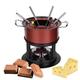 New Fondue Set,Fondue Set for Melted Cheese,Carbon Steel Fondue Set for Chocolate, Cheese, Meat, Broth, Fondue Set with 6 Forks,Pot,Splash Protector, Metal Stand