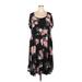 Torrid Casual Dress - A-Line Scoop Neck Short sleeves: Black Floral Dresses - Women's Size 2X Plus