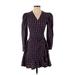 Tanya Taylor Casual Dress - Wrap: Black Grid Dresses - Women's Size 0