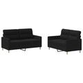 Ebern Designs Lamkin 2 Piece Upholstered Living Room Set Polyester in Black | 31.5 H x 62.2 W x 30.3 D in | Wayfair Living Room Sets