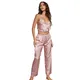 Pyjama deux pièces à bretelles spaghetti et pantalon long pour femme ensemble couvrant design fin