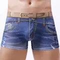 Sous-vêtements en denim College en 3D pour hommes caleçons en coton shorts de style cowboy
