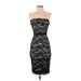 Bebe Cocktail Dress - Party Strapless Sleeveless: Black Floral Dresses - Women's Size 2X-Small