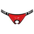 iEFiEL Men Patent Leather Hollow Out Thongs Underwear with Bulge Pouch Red 3XL