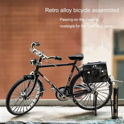 DIY Retro Fahrrad Modell Ornament Legierung Metall Mini Fahrrad Schiebe Zusammengesetzte Version Image