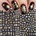 Christmas Nail Stickers 3D Metal Gold Snowflake Nail Decals Metallic Gold White Snowflake Elk Snowman Santa Claus Tree Christmas Bell Xmas Winter Nail Art Design DIY Nail Decoration for Women Kids(8S