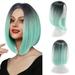 Xipoxipdo Party Wig Gradient Short Straight Hair Highlight Female Wig Cosplay Wig Realistic Straight With Flat Bangs Synthetic Colorful Cosplay Daily Party Wig Natural As Real Hair