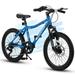 20 Inch Kids Bike Boys Girls Mountain Bike Ages 8-12 7 Speed Teenager Children Kids Bicycles Front Suspension Disc U Brake 14 Inch Height Steel Frame