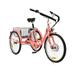 Viribus 26 Electric Tricycle 350W Cruiser Tricycle w Basket 36V 10Ah Coral for Adult Unisex