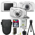 Nikon Coolpix W100 Water Freez & Shockproof Camera White + 16GB - Essential Kit