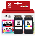 240 241 Ink Cartridge for Canon Ink 240 and 241 XL 240XL and 241XL PG-240XL/CL-241XL Black Tri-Color Ink Cartridges Combo for Canon PIXMA MG3620 TS5120 MG3520 MG2120 MX452 MX512 MX532 Printer (2 Pack)