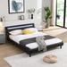 Black LED-Lit Faux Leather Upholstered Platform Bed, Strong Wood Slats