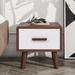 Square End Table Storage Drawer Nightstand with Embossed Patterns