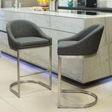 Otus 26" Counter Height Brushed Stainless Steel Barstool