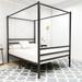 Black Metal Canopy Bed Frame Platform, X Shaped, Storage Space