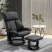 Power Massage Recliner Chair with Ottoman Footrest & Swivel Wood Base