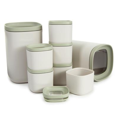 BergHOFF Balance 8Pc Recycled Stackable Food Container Set, Moonmist and Sage