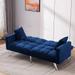 Convertible Sleeper Loveseat Velvet Upholstered Futon Sofa Bed Square-tufted Backrest Reclining Loveseat with 2 Pillows