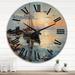 Designart "Boat Sailing Reflections III" Nautical & Beach Oversized Wood Wall Clock