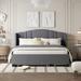 Queen Size Linen Upholstered Platform Bed with Twin Trundle and 2 Drawers