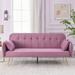 Velvet Upholstered Futon Sofa Loveseat Convertible Sleeper Couch Bed Daybed for Living Room, Folding Recliner w/ Pillows, Pink