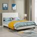 Beige Velvet Upholstered Bed Frame, Vertical Channel Tufted Headboard