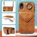 Allytech iPhone XR Case with Ring Holder & Shoulder Strap Retro PU Leather Cards Slots Kickstand Detachable Lanyard Shockproof Wallet Case Cover for Apple iPhone XR - Brown