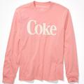 American Eagle Outfitters Shirts | Ae Super Soft Long Sleeve Coke Coca-Cola T-Shirt Size Xxl | Color: Pink | Size: Xxl