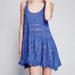 Free People Dresses | Intimately Free People Voile Lace Blue Dot Trapeze Dress Womens Xs Boho Slip | Color: Blue | Size: Xs