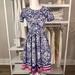 Lularoe Dresses | Lularoe Sz. Xs Fit & Flare Dress. White Blue With Pink Accents @ The Hem 0620 | Color: Blue/White | Size: Xs