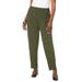 Plus Size Women's Stretch Knit Crepe Straight Leg Pants by Jessica London in Dark Olive Green (Size 24 W) Stretch Trousers