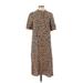 Anthropologie Casual Dress - Midi Mock Short sleeves: Brown Leopard Print Dresses - Women's Size X-Small