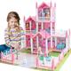 Doll Houses for Girls, Playhouse 3 Story with 4 Dolls & Furniture Accessories & Flashing Lights, Princess Dollhouse Toy Toddler Birthday Gift for 3 4 5 6 7 8 Year Old (Pink)