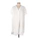 H&M Casual Dress - Shift V Neck Short sleeves: White Print Dresses - Women's Size Large
