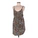 Amuse Society Casual Dress - Mini Plunge Sleeveless: Brown Leopard Print Dresses - Women's Size Medium