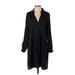 H&M L.O.G.G. Casual Dress Collared Long sleeves: Black Print Dresses - Women's Size Small