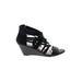 Madden Girl Wedges: Black Print Shoes - Women's Size 7 1/2 - Open Toe