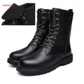 Bottes de moto en cuir imperméables pour hommes chaussures chaudes chaussures de cow-boy