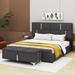 Mercer41 Carollo 2-Pieces Bedroom Sets, Queen Bed w/ Hydraulic Storage System & Storage Ottoman Upholstered/Velvet in Black | Wayfair