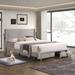 Latitude Run® STRIPE VELVET QUEEN FOOTBOARD DRAWER UPHOLSTERED WINGBACK BED Wood in Gray | 10 H x 62.5 W x 86 D in | Wayfair