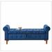 Red Barrel Studio® Lathrope 62" Bedroom Tufted Button Storage Bench, Ottoman, Window Bench Upholstered/Canvas in Blue | Wayfair